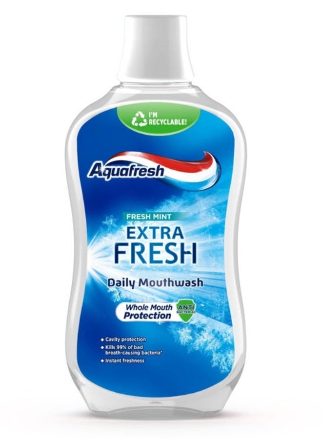 Aquafresh Fresh Mint Mouthwash (500ml) – Alcohol-Free Antibacterial Protection for Fresh Breath
